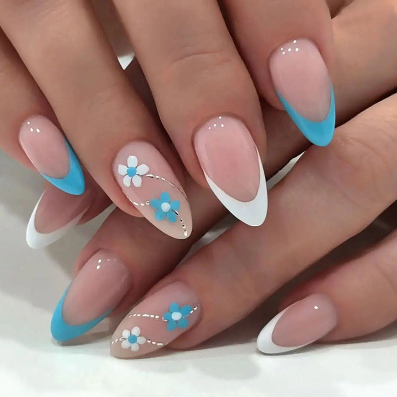 Spring Fling | Medium Nails,Ellie Vincy Press on Nails, Almond,, White press on nails,24 pcs, False nails,Reusable,Glue on nails,Sticky on nails,Pop on nails