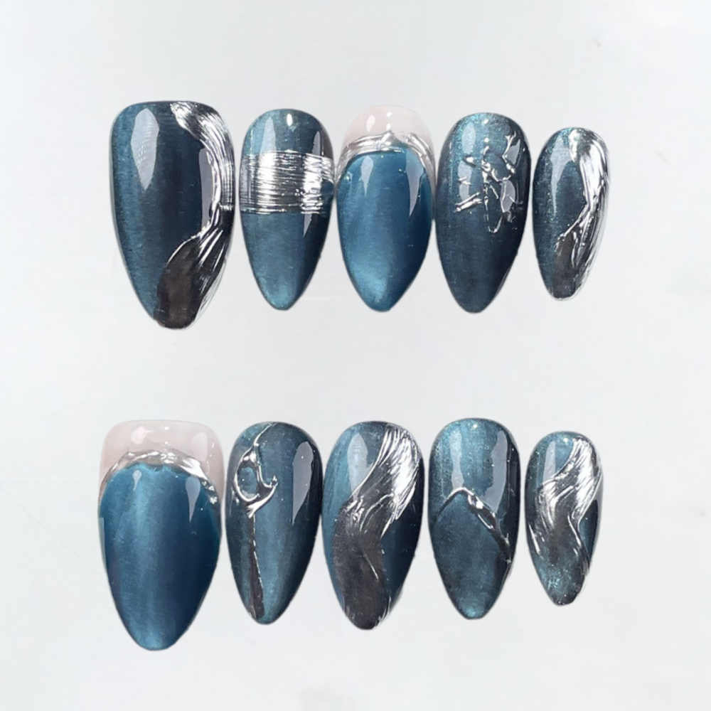 Almond Shade | Handmade Nails,Ellie Vincy Press on Nails,Short, Medium Almond,Metallic, Chrome, Holographic, Cute, Abstract, Animal print, Floral, Iridescent, Geometric, Glitter, Ombre, French tip, Other, Solid color, Natural,Handmade Purple, Gold, Multicolor press on nails,10 pcs, false nails,reusable,glue on nails