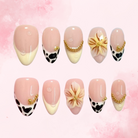 Cowgirl Bloom | Handmade Nails,Ellie Vincy Press on Nails,Short  Almond,Cute, Floral, French tip,Handmade White, Nude, Floral, Yellow, Clear press on nails,10 pcs, False nails,Reusable,Glue on nails,Sticky on nails,Pop on nails