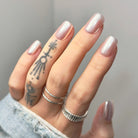 Pearl Mirage| Handmade Nails,Ellie Vincy Press on Nails,Short  Almond,Metallic,Handmade Pink press on nails,10 pcs, false nails,reusable,glue on nails