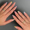 Summer French Tip,Ellie Vincy Press on Nails,  Almond,French tip, Multicolor press on nails,24 pcs, False nails,Reusable,Glue on nails,Sticky on nails,Pop on nails